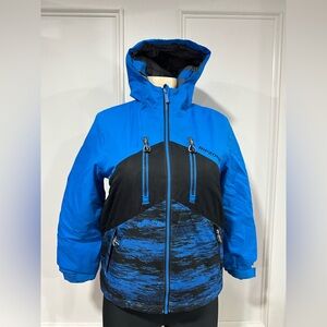 Ripzone Core 5000mm Full Zip Snowboarding Ski Jacket Grey Blue Youth Medium